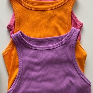 Three colorful fun summer tank tops